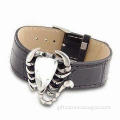 Black Leather Bracelet/Wristband with Zinc Alloy Scorpion Decoration, Suitable for Promotions